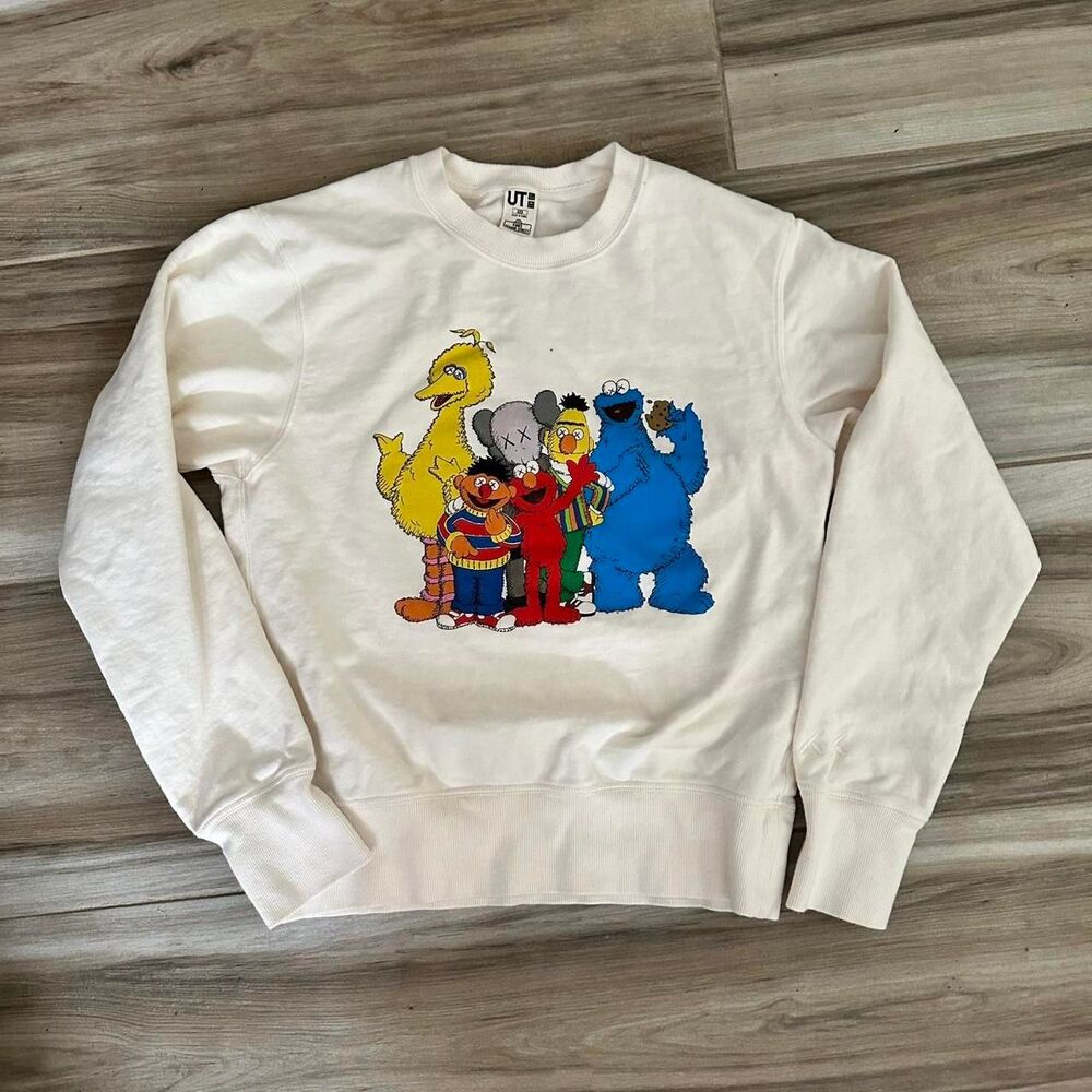 Kaws Men's White and Cream Sweatshirt